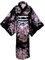 Yukata für Damen, japanischer Kimono mit Blumenmuster, seidig, bequem, hautfreundlich, mit Kimonogürtel, Kyoto, traditionelle Blütenkimono-Roben für Party, Cosplay, Requisiten (schwarz), japanisc