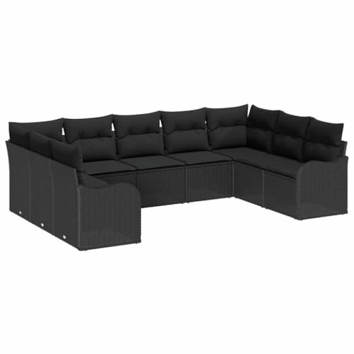 vidaXL Gartensofa-Set Schwarz Poly-Rattan, Garten und Terrasse, modularer Stil, langlebiges Rattan Sofa, Outdoor Möbel Set für Entspannung auf der Terrasse