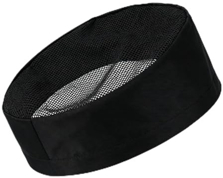 Mzbnfa Unisex Chef Hat, Adjustable Professional Catering Cooking Cap, Flat Top Chef Beanie Caps, Kitchen Cooking Caps with Breathable Mesh Top, Hair Cover for Kitchen Bakers School Restaurant Black