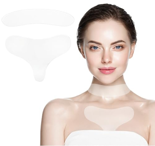 2 Stück Dekolleté Pads Antifalten, Hals und Brust Anti Falten Pflaster aus Silikon, Wiederverwendbare Silikonpads gegen Schlaf Falten, Hautverträgliche Anti Falten Pads