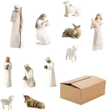 Generisch Krippenfiguren-Set,Weihnachtskrippe aus Harz, Krippe Weihnachten Deko, Klassische Krippenszene mit Heilige Familie, detailreiche Krippe Figuren (10 PCS)