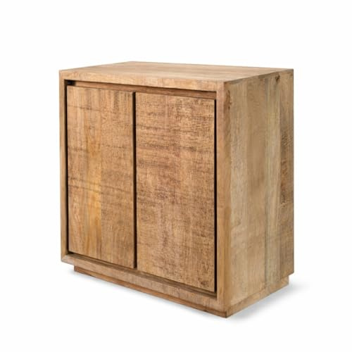 GOLDBEARUK Solid Mango Wood Vanity Unit 2 Cupboard - Freestanding Bathroom Sink Cabinet – Bathroom Sink Cabinet For Vessel Sinks Countertop Basins – Pre-cut Compact Size 60 * 75 * 35 Under Sink Unit
