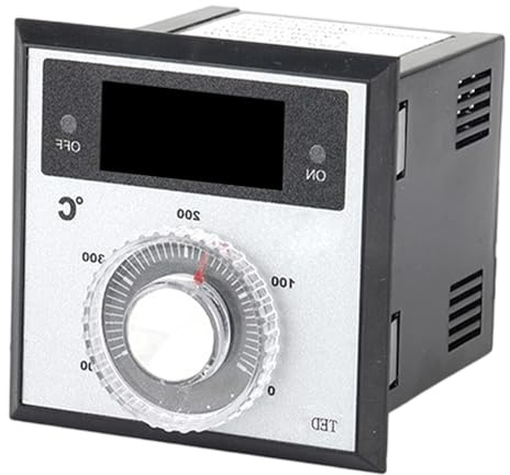 Kaeltsyn Termostato digital de 220 V con perilla de 0 a 400 grados, controlador de temperatura, termostato de resistencia al calor para hornear digital industrial