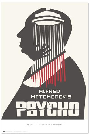 Grupo Erik Alfred Hitchcock Poster Kunstdruck | Poster Deko Wohnzimmer oder Deko Schlafzimmer - Deko Zimmer - Größe 61 x 91 - Offizielle Lizenz