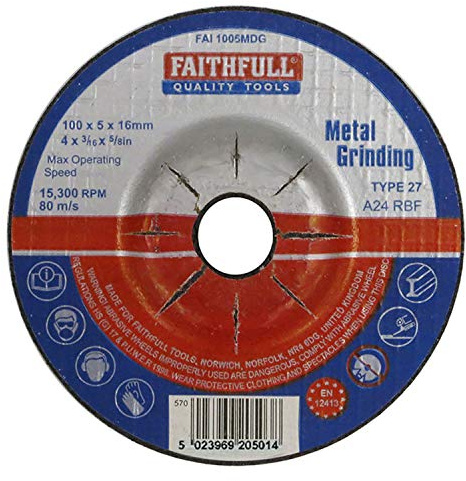 Faithfull FAI1005MDG 17 Mitte Grind Disc 100 X 5 X 16 Metall