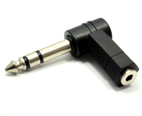 3,5 mm Jack Femelle vers 6,35 mm Stéréo Jack Droit Angle Fiche Adaptateur