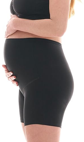 Herzmutter Culotte Maternité Coton - Shorty Culotte Grossesse - Anti Frottement Cuisse - sous-vêtements Maternité - Panty Femme Enceinte - OekoTex100-5000 (S, Noir)