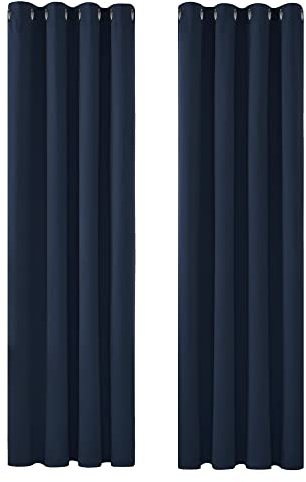 Deconovo Blickdichte Gardinen Kälteschutzvorhang Blickdicht Vorhang Verdunkelung, 229x117cm(HöhexBreite), Dunkelblau, 2er Set