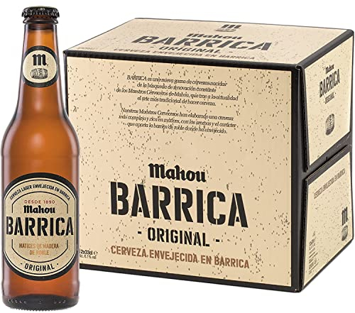 Mahou Barrica Original, Pack de 12 Botellas x 33 cl, Cerveza Lager Envejecida en Barrica Varios Meses, Con Matices de Madera de Roble, 6.1% Vol. Alcohol