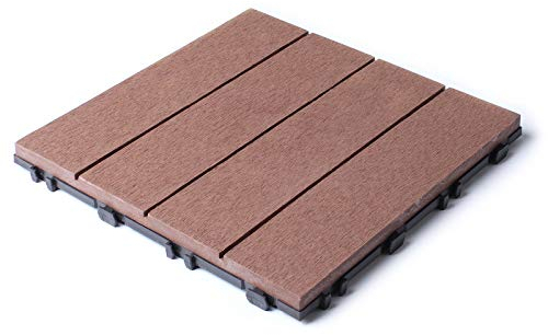 HORI® WPC Terrassenfliesen I Klick-System Bodenfliesen in Holzoptik I Witterungsbeständig, barfußfreundlich, splitterfrei I I Pflegeleichter Outdoor-Bodenbelag, verschiedene Modelle: I Modell: WPC