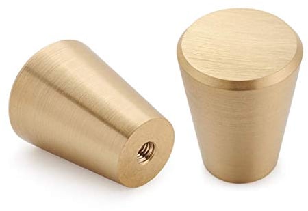 YANGQIHOME 10 Stück, Möbelknöpfe aus Gebürstetem Messing, Gold Schubladenknöpfe Kupfer Kommode Knöpfe, Griffgriffe für die Küche Badezimmer Waschraum Möbel (Kegel)