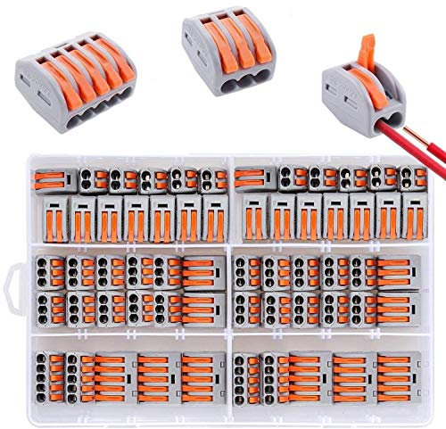 60 Pezzi Compact Connettore con Leva di Comando, 3 Tipi di Morsettiera Elettrici imballati separatamente, 20 Morsetti a 2 Vie, 30 Morsetti a 3 Vie, 10 Morsetti a 5 Vie