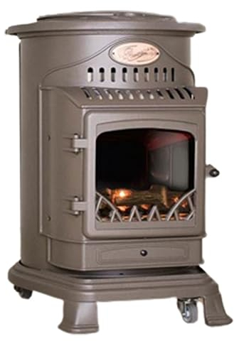 UNIVERSAL - Poêle à gaz 3,4 kW Marron Miel Chauffage d'appoint Effet poêle à bois Fonte véritable