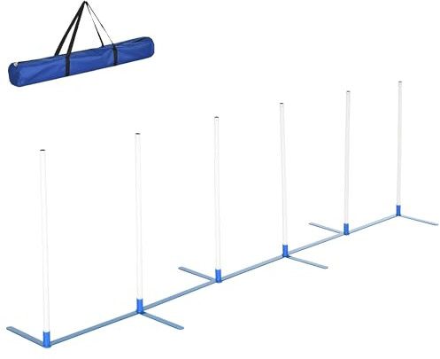 PawHut Adjustable Dog Agility Training Obstacle Course Set with Weaves Poles Storage Bag for Pet Dogs Outdoor Games Exercise