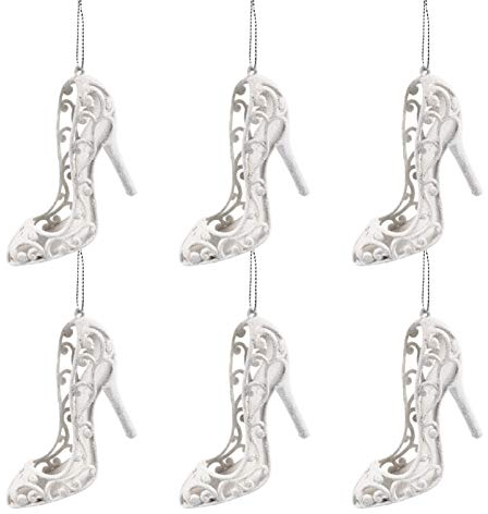 NUOBESTY 6st Weihnachtsbaum-anhänger Weihnachts-high-Heel-Ornament Baumkugel Aus Kunststoff Urlaub Wanddekoration Schuhverzierungen Mit Hohen Absätzen Hirsch Schaum Charme Weiß Kind Schild