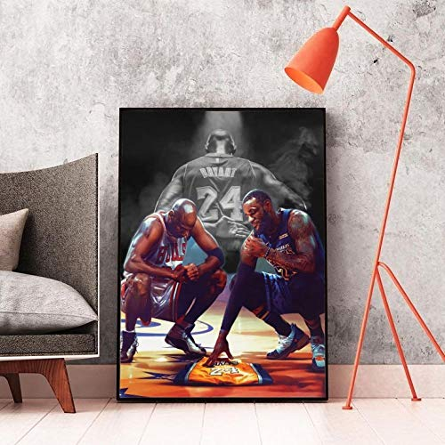 EDGIFT2 Michael Jordan Kobe Bryant Lebron James Hochwertiges NBA-Poster NBA-Stars Legende Wohnkultur Wohnzimmer für Jungen Wandaufkleber 60X80cm 24x32 Zoll ohne Rahmen
