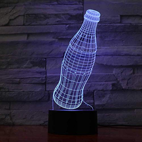 KJsdaADSA 3D Cola Flasche Lampe Illusion Nachtlicht LED Nachtlicht, 16 Farben Touch Nachttischlampe Schlafzimmer Art Deco Tisch Kind USB Licht Geburtstagsgeschenk