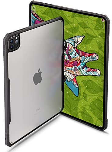 TineeOwl iPad Pro 12.9 inch Case 2022, 2021, 2020, 2018 (6th, 5th, 4th & 3rd Generation) Ultra Thin Matte Clear, Supports Apple Pencil Wireless Charging, Absorbs Shock (Black/Matte Back)