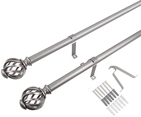 GJXJY Bastone per Tenda da Sole per Esterno - 76-213cm Asta Tenda Finestra Asta di Tenda con Terminali E Staffa - Asta di Ferro Forte E Durevole - -Kit Completo