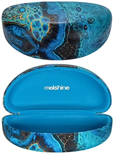 molshine Hartschalen-Sonnenbrillenetui, großes Hardcase Brillenetuis für Damen und Herren,übergroße Sonnenbrillen(Cyan-Meeresgrund)