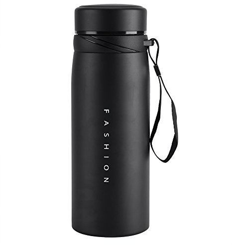 900ml Edelstahl Wasser Thermobecher Isolierter Reisebecher - Vakuum Kaffee Tee Trinkflasche Tragbare Thermoskanne mit Tee-Ei(Schwarz 900ml)