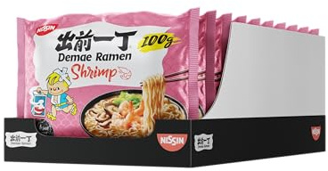 NISSIN Demae Ramen – Shrimp, 10er Pack, Instant-Nudeln japanischer Art, mit Shrimp-/Crevetten-Geschmack und asiatischen Gewürzen, schnell und einfach zubereitet, asiatisches Essen (10 x 100 g)