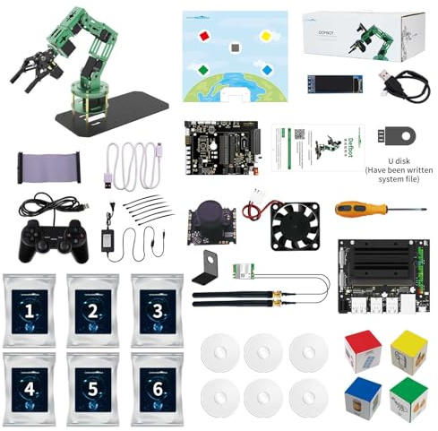 Yahboom 6DOF Robotic Arm for Nano 4GB ROS2,3D AI Vision Camera | Desktop Collaboration, Developed Python Programming for Mechanical Engineer(Standard with Nano)