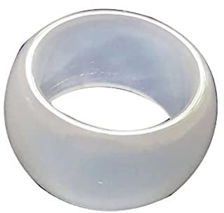 BXSMNH Naturachat-Ringe,Weißer Achat Chalcedon Ring Fingerring Schmuck Zeigefinger Jade Ring Breites Gesicht Chalcedon Achat Damen Jade Ring Mit Exquisiter Geschenkbox (Color : Clear, Size : 20MM)