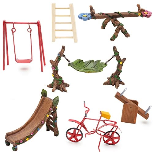 Toyland® 7-teiliges Feengarten-Spielzubehörsetr – Miniatur-Feenzubehör