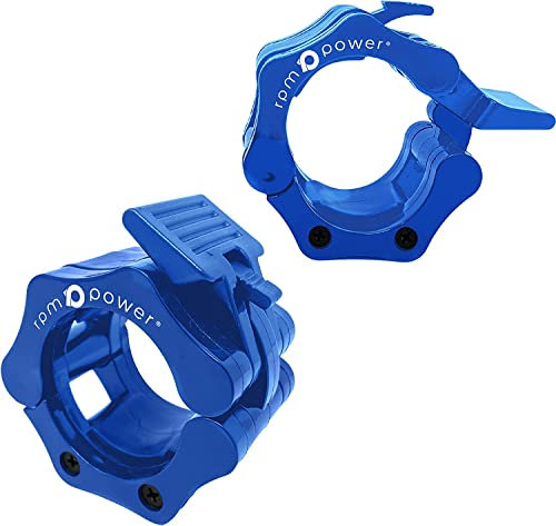 RPM Power Lockjaw Barbell Collars (Pair) - Barbell Clamp Ultra Lock Collars - 2 Inch Quick Release (Blue)