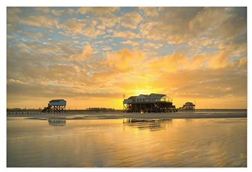 artboxONE Poster 30x20 cm Natur Pfahlbauten in St. Peter-Ording - Bild Sankt Peter-ording eiderstedt Meer