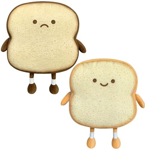 NatureMan Cuscino a forma di pane tostato, divertente cuscino in peluche a forma di pane, piccolo e carino cuscino imbottito per divano, decorazione per la casa e la camera da letto dei bambini e
