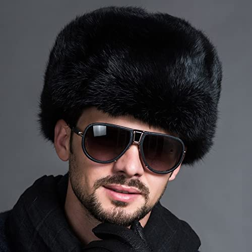 DEPAJA Russische Mütze Russische Uschanka Leder Herren Damen Kunstpelz Ski Bomber Fliegermütze Winter Warm Unisex Thermohut Trapperhüte, Stil 2,58-60 cm