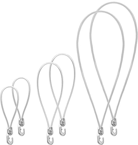 KADAX Lot de 6 tendeurs de bâche résistants aux intempéries en caoutchouc pour tentes, bâches, trampolines, caravanes (blanc/crochets/6 pièces)