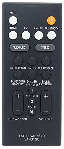 FSR78 VAF7640 VAH0130 Fernbedienung Ersatz für Yamaha Sound Bar ATS-1060 ATS-1070 ATS-2070 YAS-106 YAS-107 YAS-207 YAS-CU207 NS-WSW42 YAS-108 ATS-108 0 YAS-. 408 FSR78 passend für YAS106 YAS108