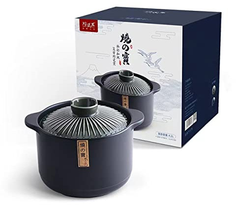 Moderna olla de cerámica de cerámica, cacerola china, olla de cerámica para sopa, olla de tierra, olla de arcilla para cocina (4.2 L)