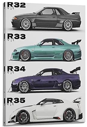 Legend Jdm Auto-Poster Nissan Gtr R32 & r33 & r34 & r35 Poster Dekorative Malerei Leinwand Wandposter und Kunstbild Druck Moderne Familie Schlafzimmer Dekor Poster 30 x 45 cm