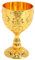 Chalice Goblet Vintage Metal Embossed Wine Cup Art Craft Decoration Metal Embossed Flower Pattern Chalice Wine Cup for Home(Gold)