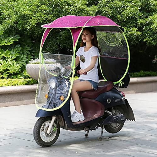 KASOI Universal Motorrad Sonnenschutz Abdeckung, Motor Roller Sonnenschutz Regen Abdeckung Wasserdicht, Regenschirm Wasserdicht Fold-Away Mobilität Roller Baldachin,Rosa