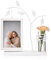 Afuly Cadre Photo Blanc de 10x15cm avec Vase à bourgeons, Cadre Photo Moderne avec Double Verre pour 2 Photos, décoration d'intérieur, Cadeau d'anniversaire de Mariage Unique pour la Famille et