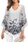 Gemulate Dressy Blouses for Women V Neck 3/4 Flared Sleeve Double Layers Elastic Mesh Chiffon Tops for Wedding Guest, Buniess Casual Wear Modlily-Floral White, XL