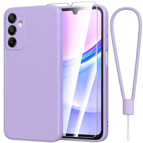 Fyriswho Cover per Samsung Galaxy A15 4G / 5G Con 1 Pellicola Vetro Temperato, Sottile Morbida Silicone Resistente Ai Graffi Protettiva Custodia con Samsung Galaxy A15 4G / 5G (6.5) - Viola