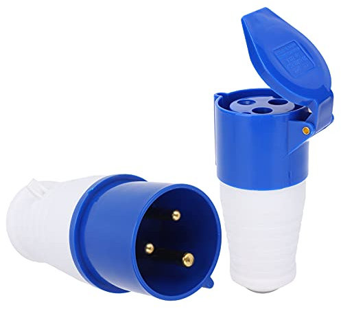 Risegun Enchufes Y Conectores Industriales, 220-250V 32A Toma de Corriente Industrial de 3 Pines a Prueba De Polvo a Prueba De Explosiones, Juego De Enchufes De Alimentación Monofásicos(2P+E)