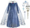 ZaisuiFun Verkleidung Kostüm Prinzessin Elsa für Mädchen Schneekönigin Kleid Blau mit Perücke Langarm mit Plüsch Kragen für Halloween Geburtstag Canarval,Blau mit Perücke, 116-122(Etikett 120)