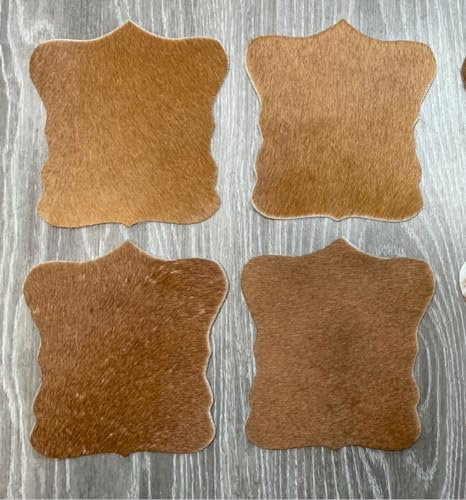 unendlich schoen - 4er Set Echt Kuhfell Untersetzer Deko Glasuntersetzer für den besonderen Anlass (Ø 13cm Minikuhfell, rot braun)