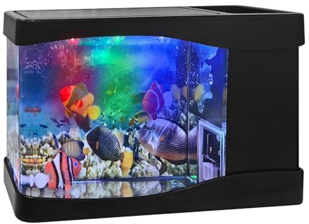 YATOSEEN Aquarium-Lampe, 3 LED-Aquarium-Licht mit Bunten Aquarium Hintergründen – 3 künstliche Fische, geeignet für Büro, Schlafzimmer, Wohnzimmer, Aquarium für Kinder oder Katzen