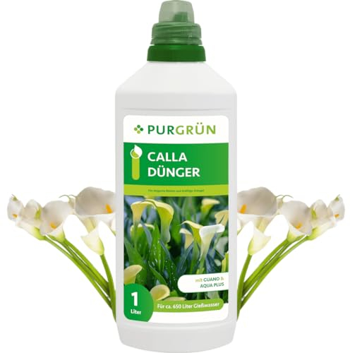 Purgrün® Calla-Dünger 1 Liter – Organisch-mineralische Rezeptur – Premium-Flüssigdünger mit Spurennährstoffen – NPK 8+8+6 – Mit Guano & Aqua Plus – Für leuchtende Blüten