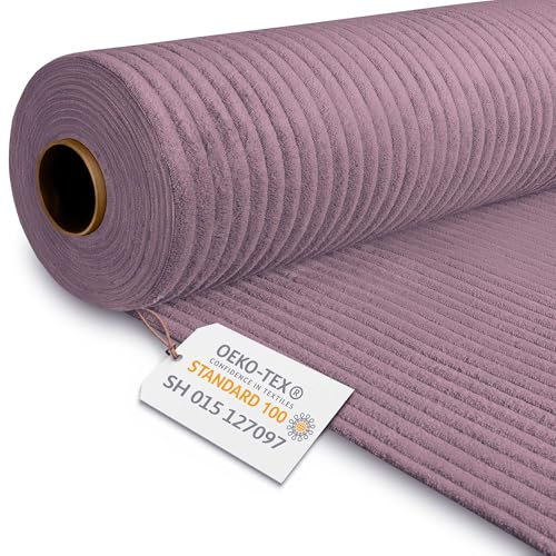 DreamRoots Cord Stoff Meterware Gewicht 380 g/m2 - Polsterstoff Cord Meterware 140 cm breit - Möbelstoff Meterware - Breitcord Meterware Plum Smoothie