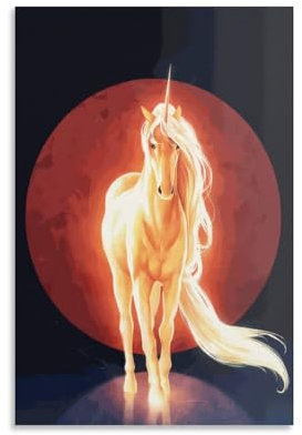WKMoney Das letzte Einhorn-Bild, Gemälde auf Leinwand für Wohnzimmer, Zuhause, Wanddekoration, auf Holz gespannt, fertig zum Aufhängen, 40 x 60 cm (16 x 24 Zoll)