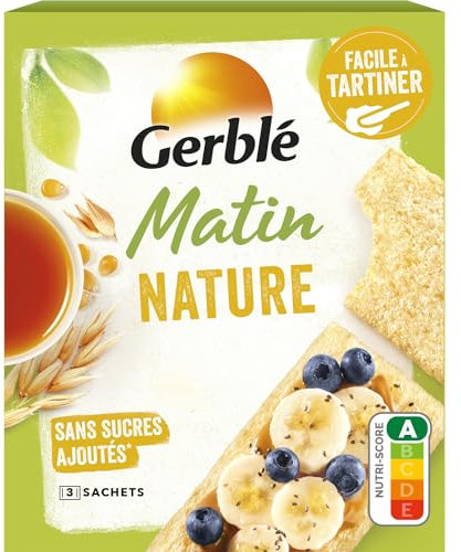 Gerblé Tartines Nature – Sans Gluten, À la Farine Complète d’Avoine, Sans Sucres Ajoutés – Tartines Croustillantes pour le Matin, 125 g
